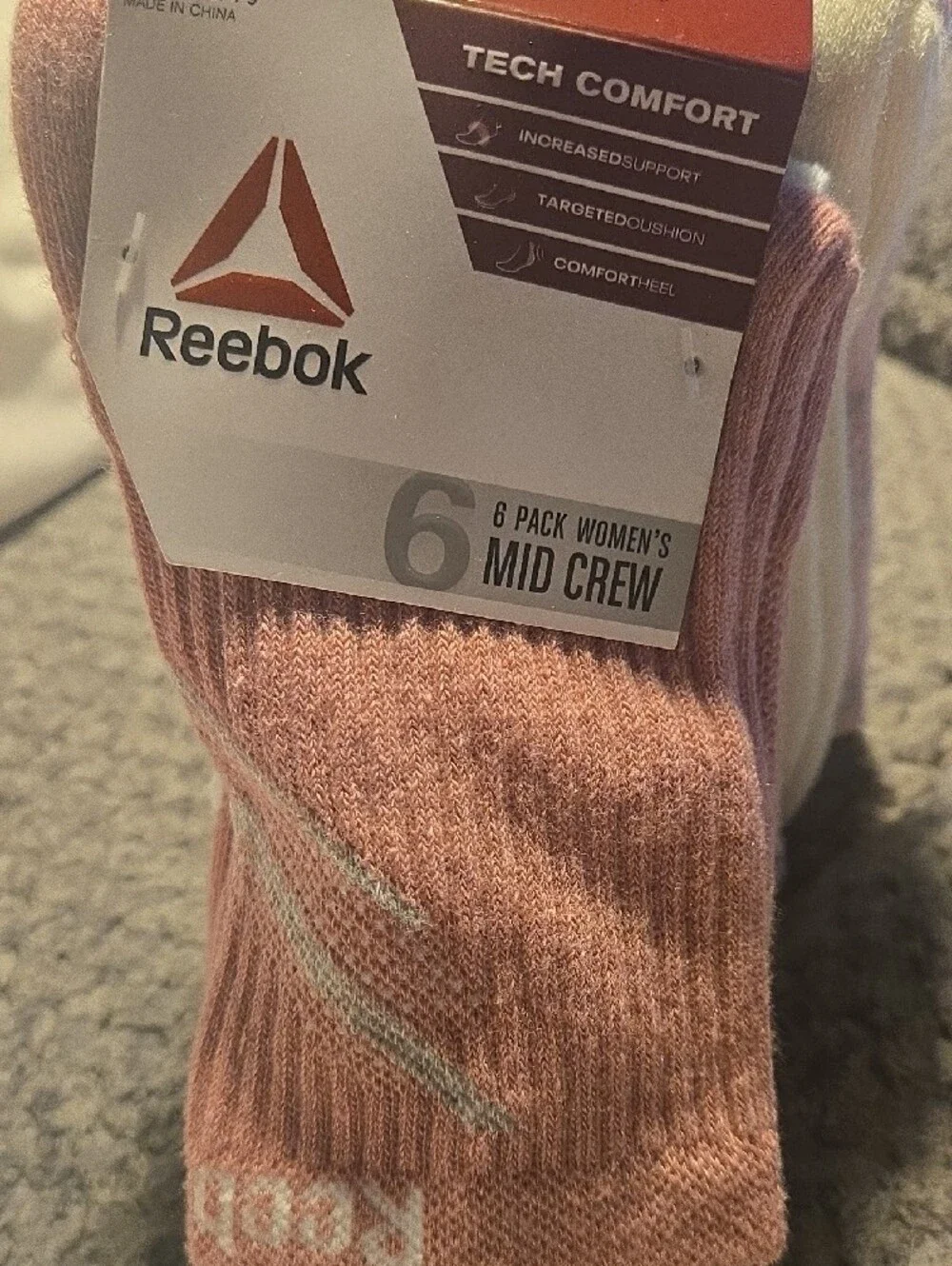 3 Packages Reebok Women’s Mid Crew Socks Size 4-9 - Multi Colors (6-Pack)